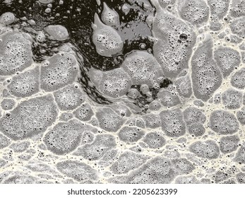 Close Up Of A Soap Suds With Air Bubbles And Foam