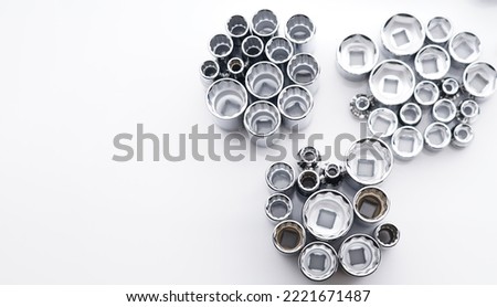 Close up Socket white background isolated Hand tools Long socket maintenance automotive chrome vanadium steel industry 