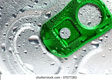 Close Up Of A Soda Can With Pull Tab And Condensation