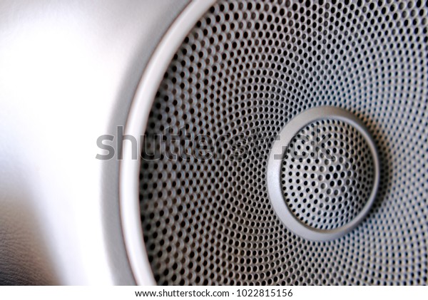 close up of a\
Sound speaker fixed in car\'s\
door