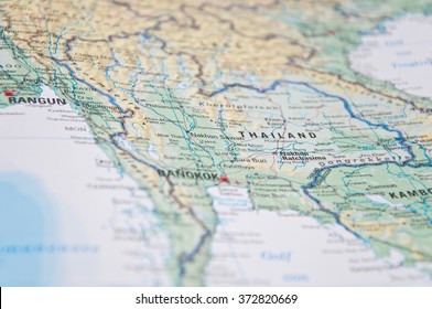 Close Up Of South East Asia Map. 