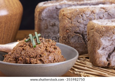 Close up of soy bean paste.