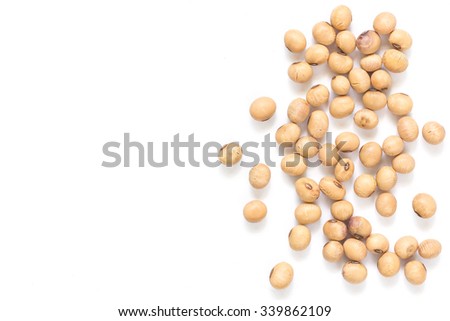 Close up soy beans isolated on white background