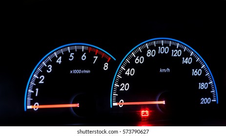 Close up speedometer,Tachometer.selective focus.