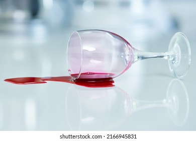 Close Up Of Spilled Wine In The Kitchen