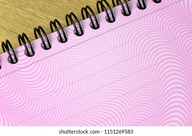 A Close Up Of A Spiral Bound Reporters Notepad With Pink Patterned Paper And Copyspace