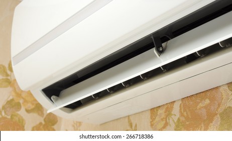 Close Up Of Split System Air Conditioner In Home Interior