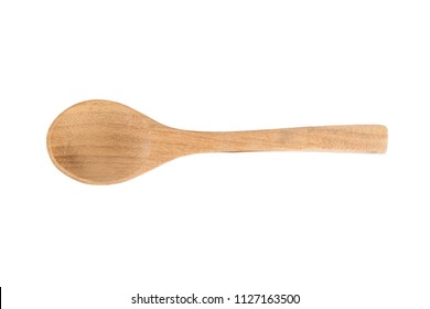 Close up spoon wood on white background.