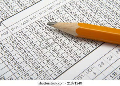 Close Up Of Sports Betting Slip And Pencil