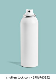 Close Up Of A Spray Aerosol Bottle On White Background