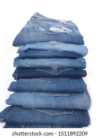 Close Stack Blue Jeans On White Stock Photo 1511892209 | Shutterstock