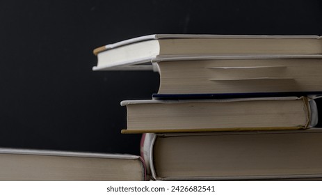 close up stack of books 