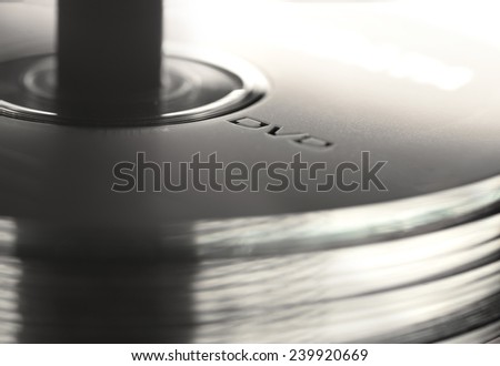 Close up of stack of DVDs