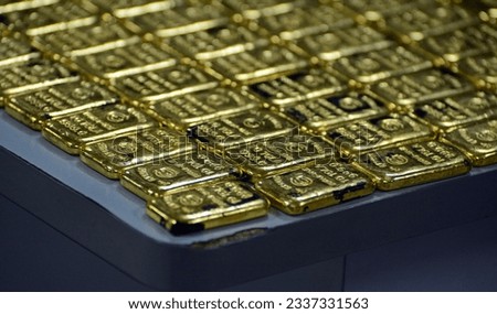 Close up stack of gold bars, financial wealth concepts and business.