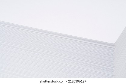 Close Up Of A Stack Of Paper Background. A4 Blank Paper Stack Texture. Mockup. Stack Of Blank Paper Sheets Pattern. Macro