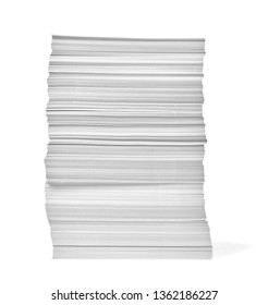 close up of a stack of paper on white background