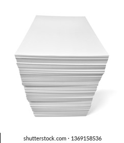 close up of a stack of paper on white background