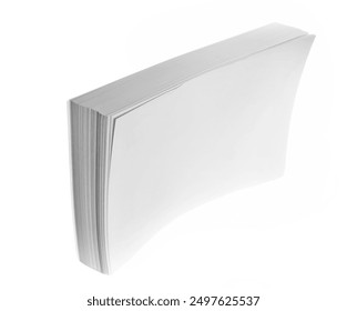 Close up stack of papers isolated on white background