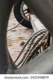 close up of stack ropes on the beach