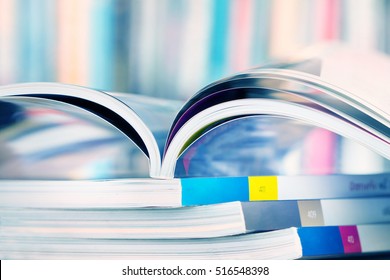 close up stacking of magazine with extremely shallow DOF