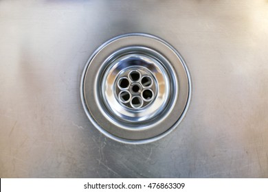 Close Up Of A Stainless Steel Sink Plug Hole