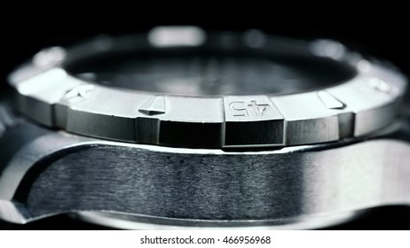 Close Up Stainless Steel Watch Case Metal Profile Bezel