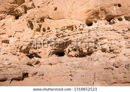 Close up of standstone texture background in Timna park, Eilat, Israel