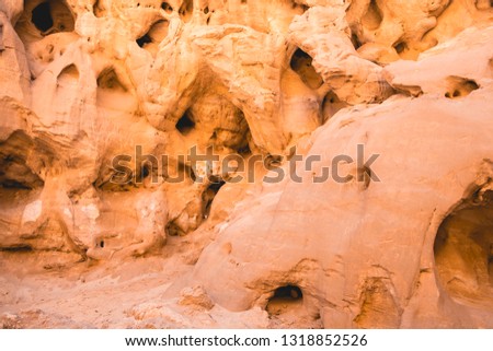 Close up of standstone texture background in Timna park, Eilat, Israel