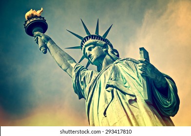 Close up of the statue of liberty, New York City, vintage process - Shutterstock ID 293417810