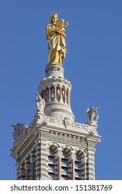 Close to the statue of Maria on the church "Notre Dame de la Garde" in Marseille in South France
