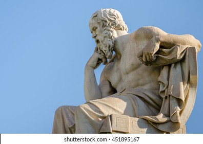 Close Up Statue of the Philosopher Socrates