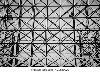 Close Up Steel Frame For Large Billboard On Black And White Color Ready For Rent