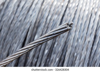 Close Up Of Steel Wire Rope Cable.