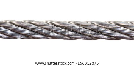 close up steel wire rope cable on white