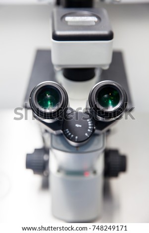 Close up of stereo microscope eyepieces in the laboratory Сток-фото © 