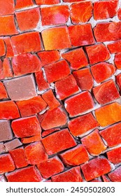 Close up stone red background pattern texture. Copy space for text or design. Vertical image.