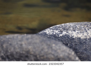 close up of stone surfacec at waterr fall.selective focus.