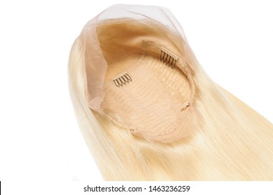 Close Up Of Straight Bleached Golden Blonde Human Hair Weaves Extensions Lace Wigs