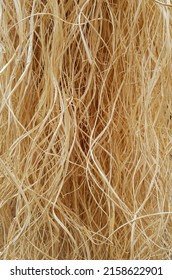 Close up straw texture background. raw flax fiber.