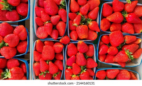 Close Up Of A Strawberry Punnet Stall