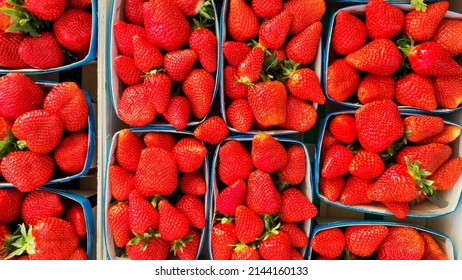 Close Up Of A Strawberry Punnet Stall