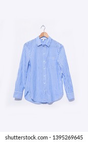 Close Up Striped Long Sleeve Shirt Hanging
