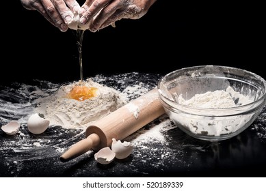 Close up of strong mans hands kneading the dough - Powered by Shutterstock