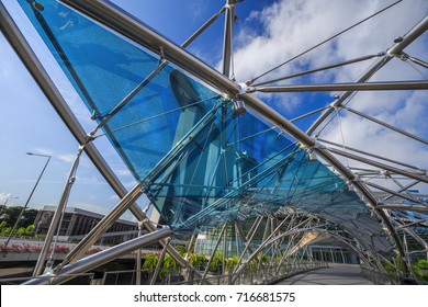 Close Up Structure Of The Helix Bridge, Singapore