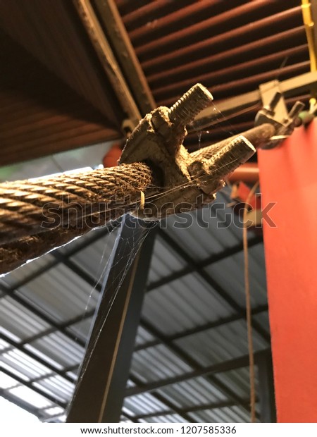 Close Up Structure Roof Of Building Wire Rope Clip\
Clamp U Bolt