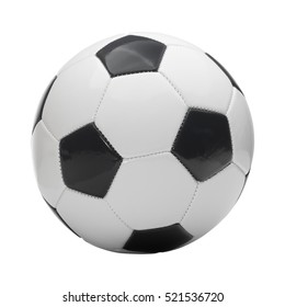 Close up studio shot of soccer ball on white background