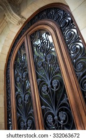 Close Up Of A Stylish Wrought Iron Door