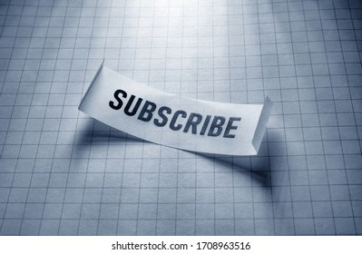 Close up of a subscribe label