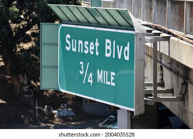 Close Up Of The Sunset Boulevard Freeway Exit Sign