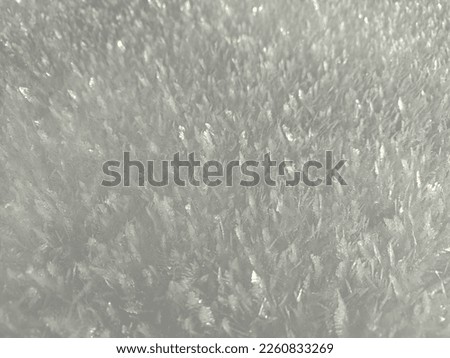 Close up surface texture of ice crystals in daylight. Surface hoar that formed atop ice crystals on a snow bank up close - winter snow and ice concept, texture, background, wallpaper, small ice shards
